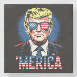 Merica Trump 4 juli Amerikaanse vintage retro Stenen Onderzetter