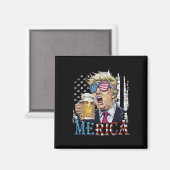 Merica Trump 4 juli grappig bier drinkende mannen Magneet (Voorkant / Achterkant)