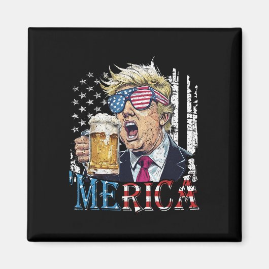Merica Trump 4 juli grappig bier drinkende mannen Magneet (Voorkant)