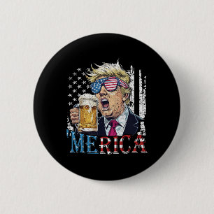 Merica Trump 4 juli grappig bier drinkende mannen Ronde Button 5,7 Cm