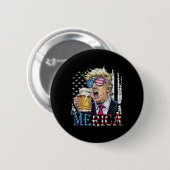 Merica Trump 4 juli grappig bier drinkende mannen Ronde Button 5,7 Cm (Voorkant /achterkant)
