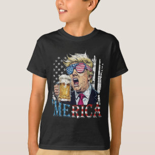 Merica Trump 4 juli grappig bier drinkende mannen T-shirt