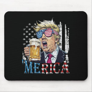 Merica Trump 4 juli Grappig Drinken Bier Mannen W Muismat