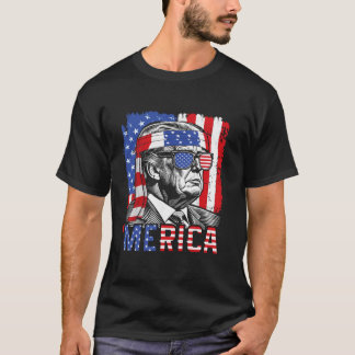 Merica Trump blij 4 juli grappige Amerikaanse FLA T-shirt