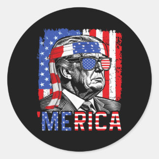 Merica Trump Happy 4th of July Grappige Amerikaans Ronde Sticker