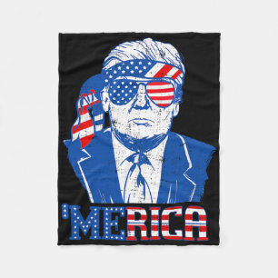 Merica Trump Happy 4th of July Trump Amerikaanse v Fleece Deken