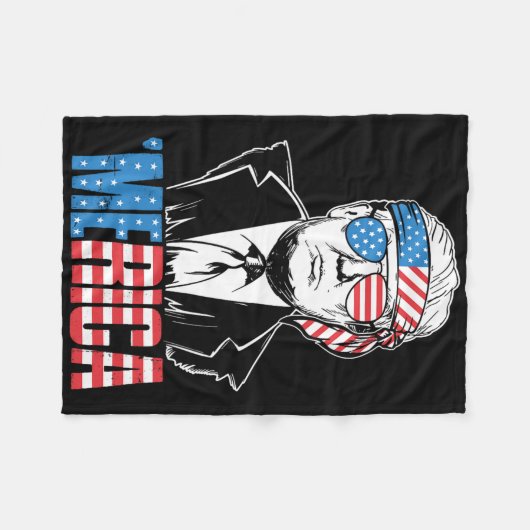 Merica Trump Happy 4th of July Trump Amerikaanse v Fleece Deken (Voorkant (Horizontaal))