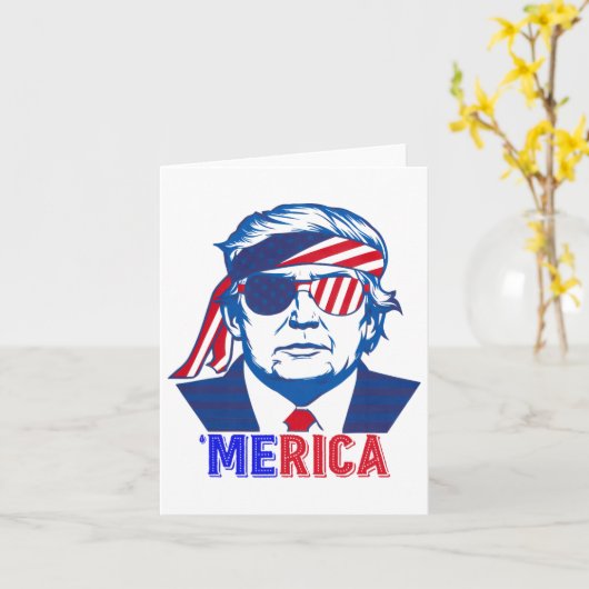 Merica Trump Happy 4th of July Trump Amerikaanse v Kaart (Gele Bloem)
