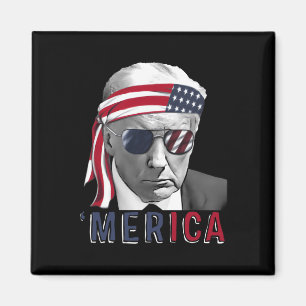 Merica Trump Happy 4th of July Trump Amerikaanse v Magneet