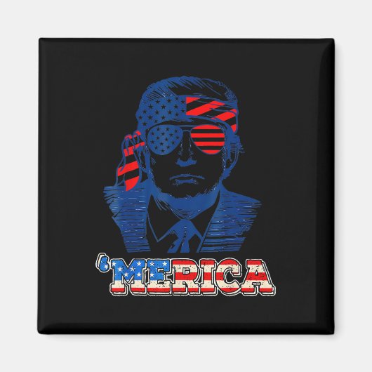 Merica Trump Happy 4th of July Trump Amerikaanse v Magneet (Voorkant)