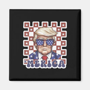 Merica Trump Happy 4th of July Trump Amerikaanse v Magneet