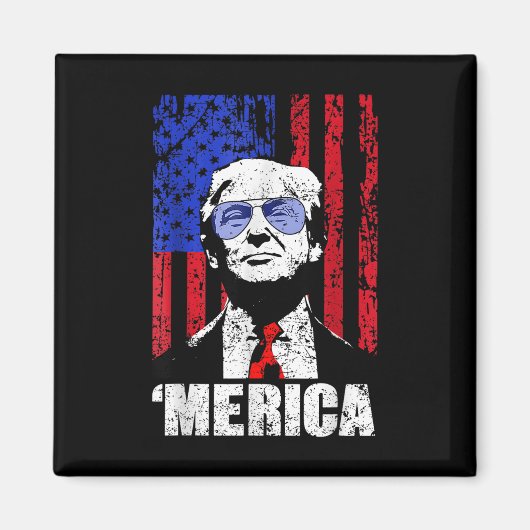 Merica Trump Happy 4th of July Trump Amerikaanse v Magneet (Voorkant)