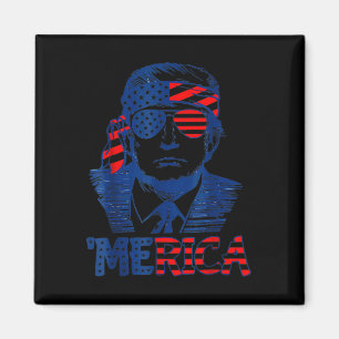Merica Trump Happy 4th of July Trump Amerikaanse v Magneet