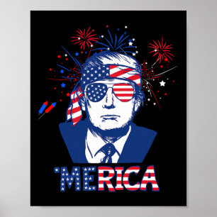 Merica Trump Happy 4th of July Trump Amerikaanse v Poster