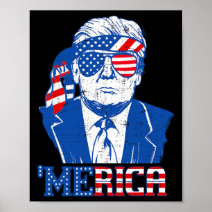 Merica Trump Happy 4th of July Trump Amerikaanse v Poster