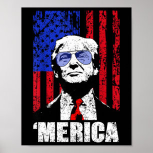 Merica Trump Happy 4th of July Trump Amerikaanse v Poster