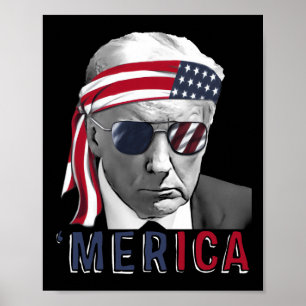 Merica Trump Happy 4th of July Trump Amerikaanse v Poster