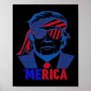 Merica Trump Happy 4th of July Trump Amerikaanse v Poster