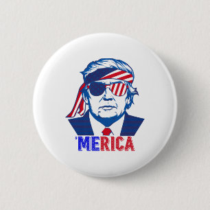 Merica Trump Happy 4th of July Trump Amerikaanse v Ronde Button 5,7 Cm