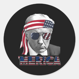 Merica Trump Happy 4th of July Trump Amerikaanse v Ronde Sticker