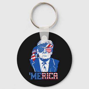 Merica Trump Happy 4th of July Trump Amerikaanse v Sleutelhanger