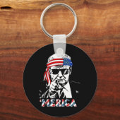 Merica Trump Happy 4th of July Trump Amerikaanse v Sleutelhanger (Voorkant)