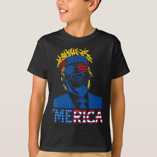 Merica Trump Happy 4th of July Trump Amerikaanse v T-shirt (Voorkant)