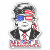 ‘MERICA TRUMP Happy 4th of July Trump Sticker (Voorkant)