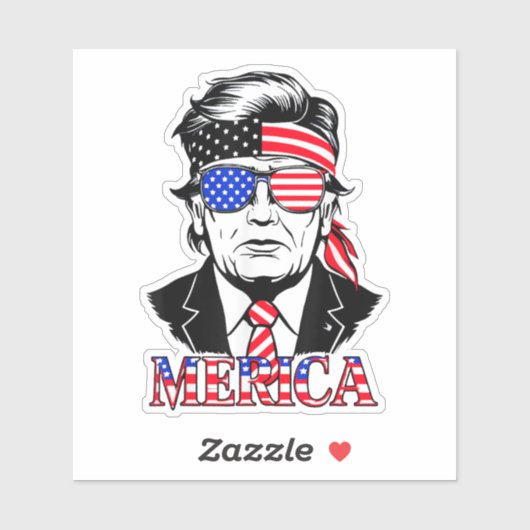 ‘MERICA TRUMP Happy 4th of July Trump Sticker (Vel)