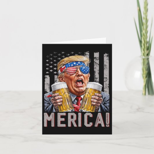 Merica Trump zingt op 4 juli grappige bierdrankjes Kaart (Voorkant)
