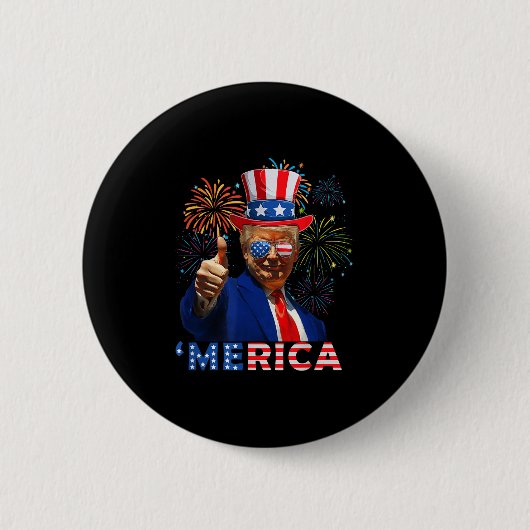 Merica Trump zingt op 4 juli grappige bierdrankjes Ronde Button 5,7 Cm (Voorkant)