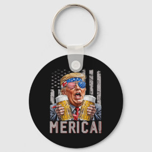 Merica Trump zingt op 4 juli grappige bierdrankjes Sleutelhanger