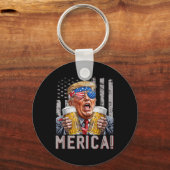Merica Trump zingt op 4 juli grappige bierdrankjes Sleutelhanger (Voorkant)