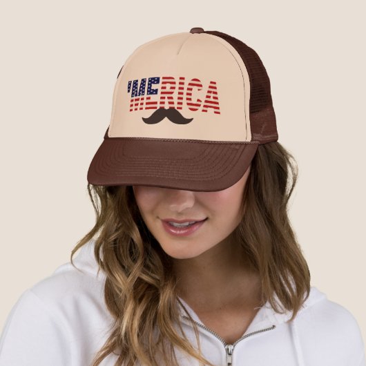 "MERICA US Flag Brown Mustache Pet (In situ)