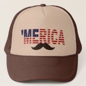 "MERICA US Flag Brown Mustache Pet (Voorkant)