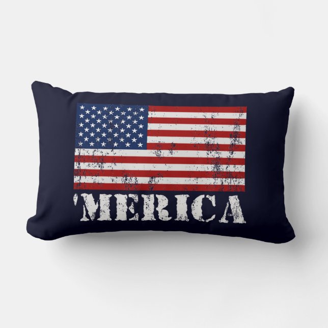  'MERICA US Flag Lumbar Sierkussen Kussen (Voorkant)