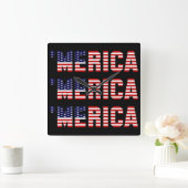 MERICA US FLAG Square Wall Clock Vierkante Klok (Huis)