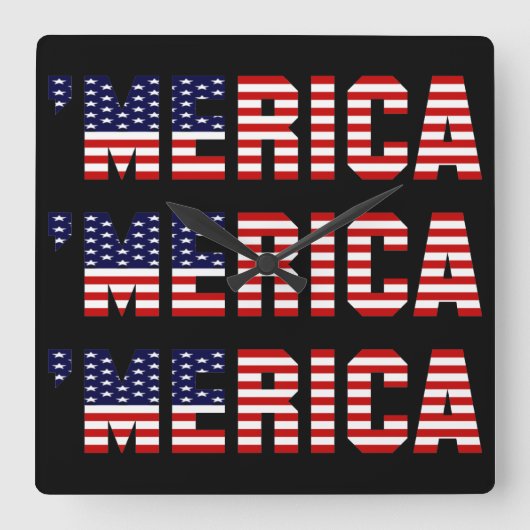 MERICA US FLAG Square Wall Clock Vierkante Klok (Voorkant)