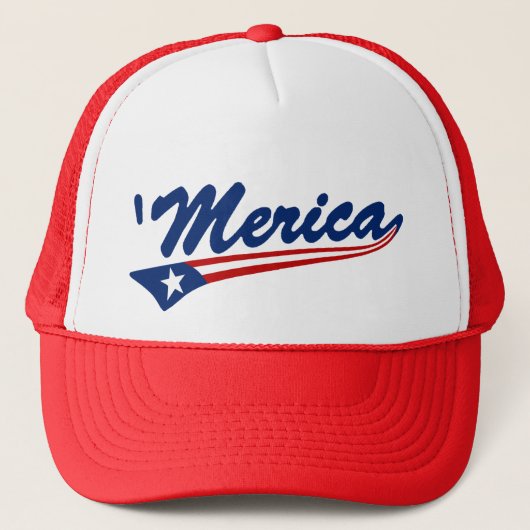 "Merica US Flag Swoosh Trucker Pet (Voorkant)