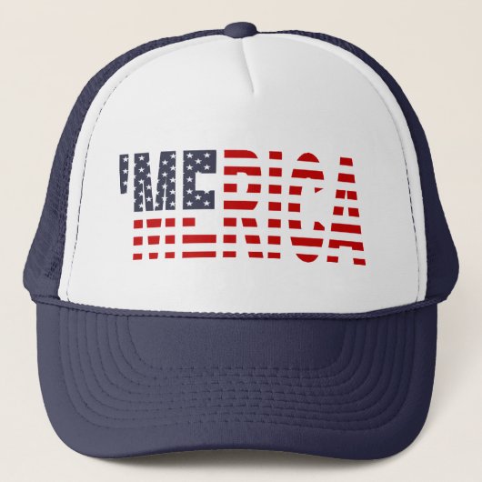 "MERICA US Flag Trucker Hat (origineel-blauw) Trucker Pet (Voorkant)