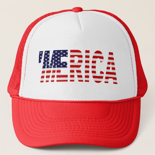 "MERICA US Flag Trucker Hat (rood) Pet (Voorkant)