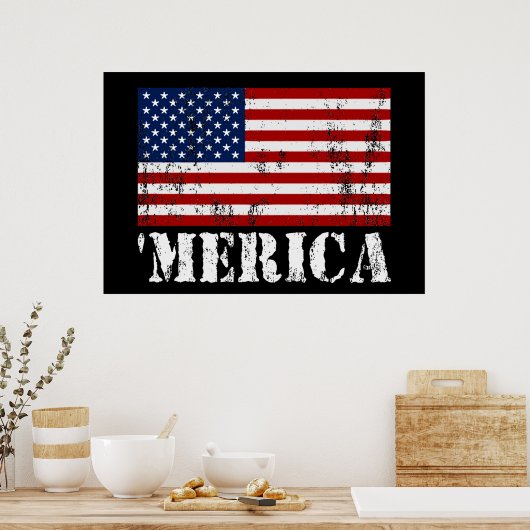  'MERICA US Vlag Poster (medium) (Keuken)