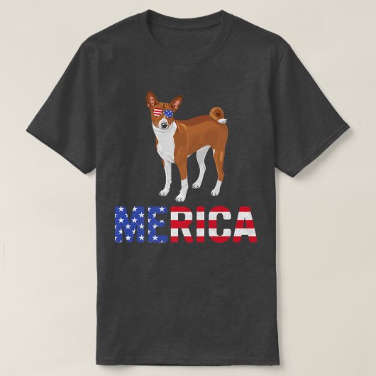 Merica USA Flag Basenji Dog Sunbritic Patriotic 4 T-shirt (Design voorkant)