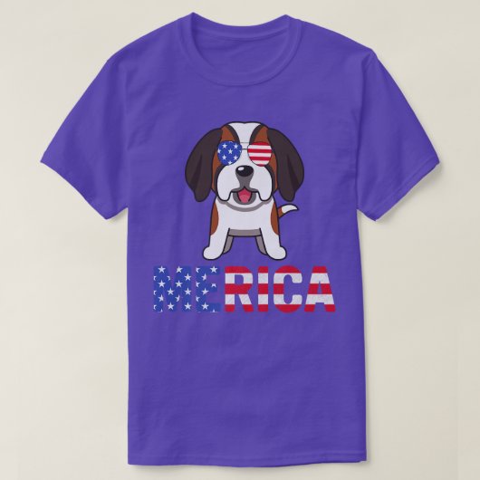 Merica USA Flag Bernard Dog Sunbritic Patriotic 4 T-shirt (Design voorkant)