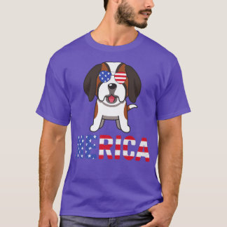 Merica USA Flag Bernard Dog Sunbritic Patriotic 4 T-shirt