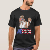 Merica Usa Flag Shih Tzu Dog Sunglass Patriotic 4t T-shirt (Voorkant)