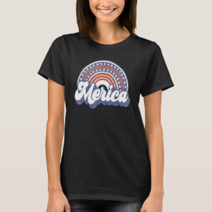 Merica Usa Rainbow America Retro Mannen Vrouwen Ki T-shirt