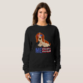 Merica Usa Vlag Basset Hound Dog Zonnebrillen 4th  Trui (Voorkant volledig)