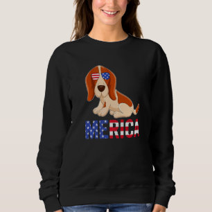 Merica Usa Vlag Basset Hound Dog Zonnebrillen 4th Trui