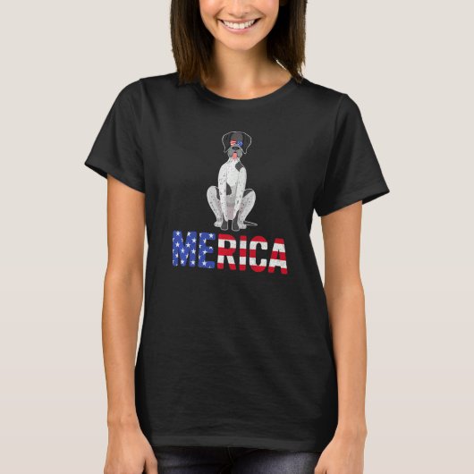 Merica Usa Vlag Duitse Shorthaired Pointer Dog 4th T-shirt (Voorkant)